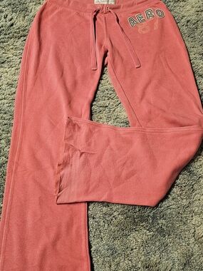 Y2k Lowrise Flarw Aeropostale Coral Pink Sweat Pants with Drawstring
